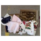 Vintage mink furs, hand towels, vintage dress,