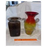 Large mid century art glass vases