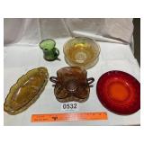 Vintage carnival glass, other glass