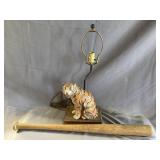 Vintage Ted Williams baseball bat & Tiger lamp