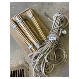 Wood board, posts, rope