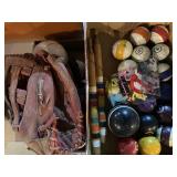 Baseballs, cue balls, mitt, more