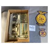 Vintage Mansfield Ohio postcards, FFA patches