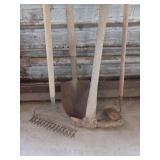 Shovel,  pick axe, rake & more