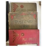 Postcard albums, (3) empty, (1) partially full