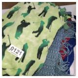 Fleece blanket and (2) afghans