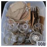 Tote, snack sets and vintage glasses