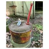 Metal Gas can (only), with some gasoline.