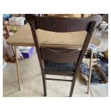 Card table, wood chair