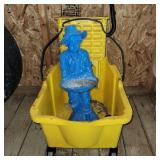 Resin garden decor and Rubbermaid mop bucket