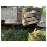 Wooden bench, wooden crate, cinder block and more