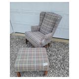 Wing back chair with ottoman