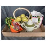 Pear basket, watermelon pitcher, Merlox Poppy dish