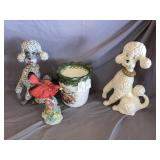 Crock dip bowl, Poodle figurines