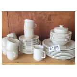 Stoneware dish set service for 8 & creamer/sugar