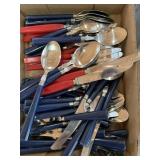 Flatware with blue & red handles