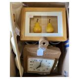 Plates, cups, clock, more