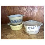 (3) small Pyrex casserole dishes