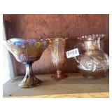 (3) carnival glass pieces