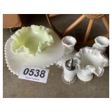 Fenton candle holders, platter, more