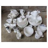 Milk glass hobnail dishes