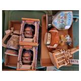 Whiskey decanters & Budweiser beer steins