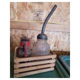 Dietz Lantern, oil jar & basket