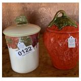 Leaf and strawberry cookie jars
