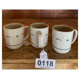 (3) Longaberger green mugs