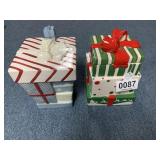 (2) Christmas gift box cookie jars