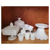 (9) Milk glass candy dishes and more
