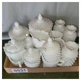 (16) Milk glass dishes
