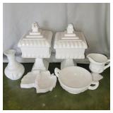 (7) Milk glass dishes