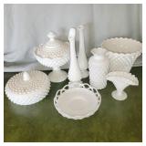 (8) Milk glass dishes