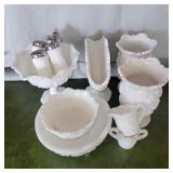 (12) Milk glass dishes