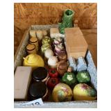 Salt and pepper shakers and Honey jar