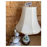 Vintage hobnail milk glass lamps and table lamp