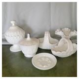 (6) Milk glass dishes