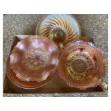 Carnival glass pieces