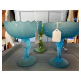 (4) Blue & Green Compotes