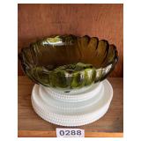 Green dish and decorative plates