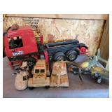 Plastic trucks & metal plane