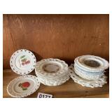 Decorative lace edge milk glass plates