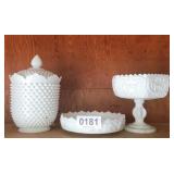 (3) vmilk glass dishes