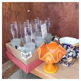 Pitcher, candy dish and glasses