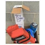 Extension cord, plumbing Mayer, plastic sheeting,