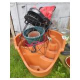 Flowers pots and seed spreader