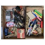 Dremel tool, multitester, markers