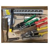Socket set, wire cutter, tape measure