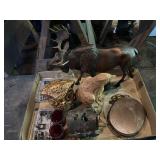 Moose figurine, wooden eagle and more